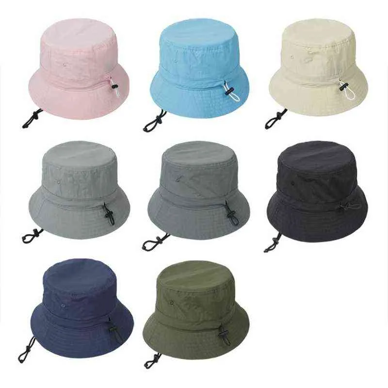 Women Men Summer Outdoor Sun Visor Bucket Hat Wide Brim Sunscreen Simple Solid Color Adjustable Packable Panama Fisherman G220311