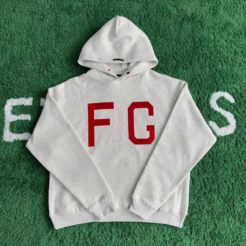 Checked Feel of God 시즌 7 메인 라인 안개 스웨터 Fg Red Flocking Printed High Street Loose Hoodie