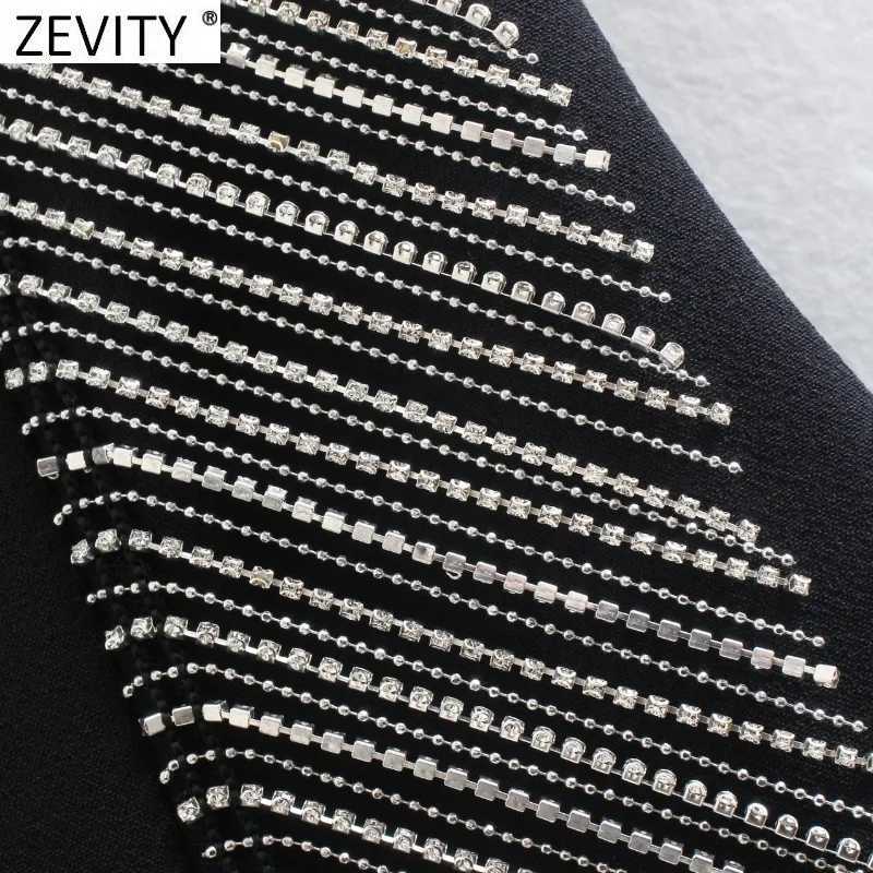 Zevity Женская мини-юбка High Street с искусственным драгоценным камнем и кисточкой Faldas Mujer Lady Chic Side Zipper Slim Vestidos QUN925 220216