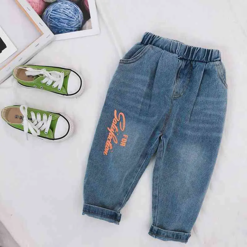 1 2 3 4 5 6 Years Toddler Boys Jeans Casual Elastic Waist Spring Autumn Trousers Jeans Kids Pants Baby Children Denim Pants G1220