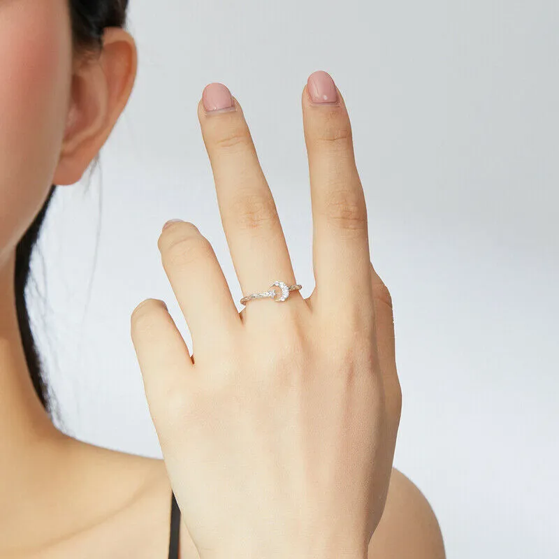 Mode europäische Frauen 925 Sterling Silver Moon Star Open Finger Ring Girls Geschenke73337919759624