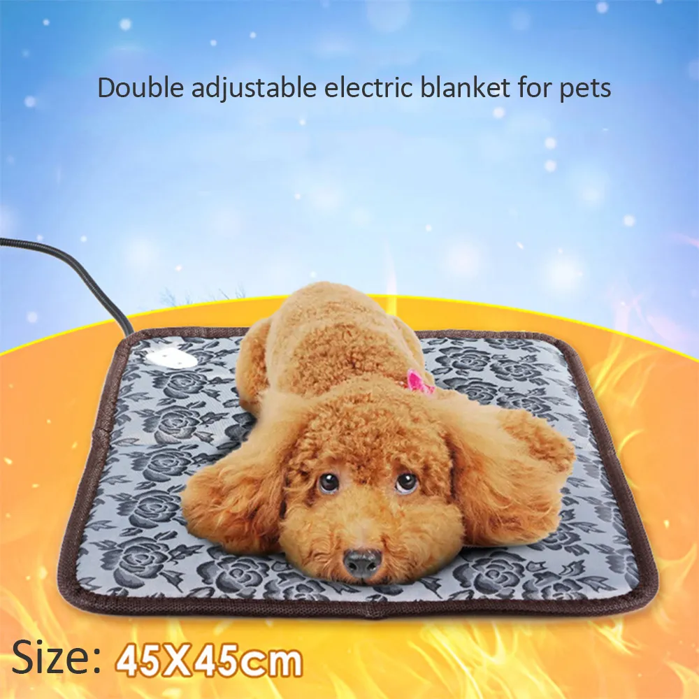 Tapis de lit électrique pour animaux de compagnie doux et chaud polaire empreinte de patte chiot chien chat couverture canapé produit housse de coussin 5 Y200330