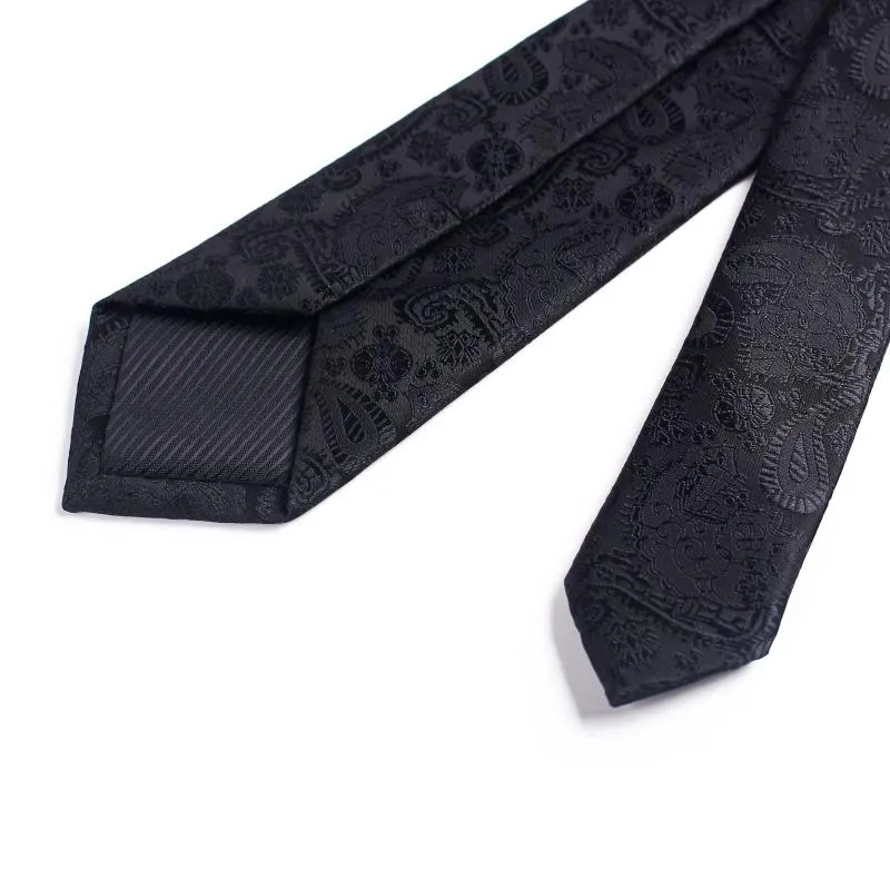 Cravates Sitonjwly 6cm Paisley classique cravate formelle cravate pour hommes mariage polyester noir cadeaux d'affaires cravate personnalisé logo3153