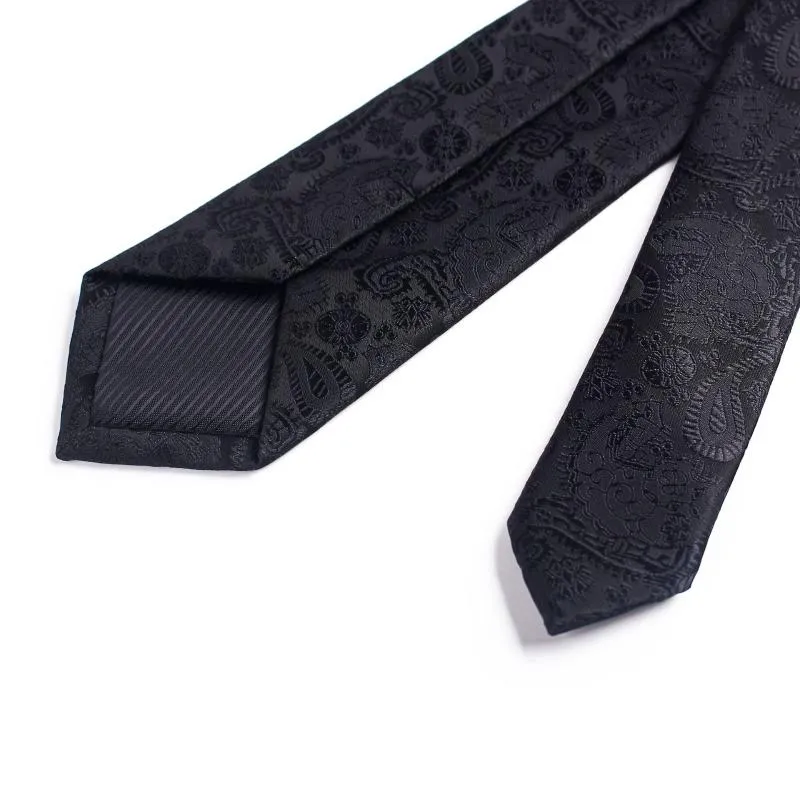 Cravatte Sitonjwly 6 cm Paisley Cravatta formale classica uomo Matrimonio Poliestere Nero Regali aziendali Cravatta personalizzata LOGO2899