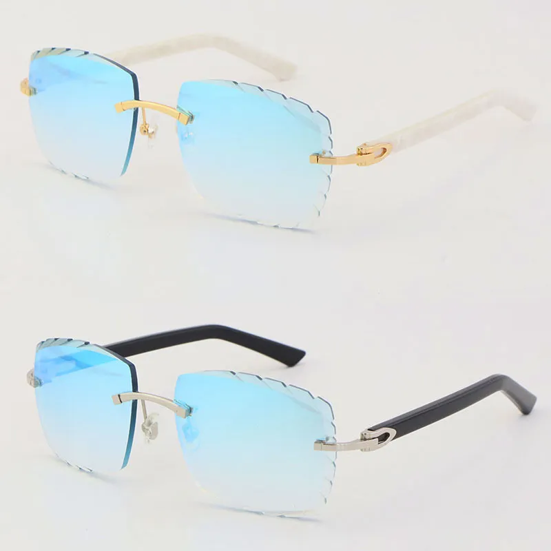 Mulher sem borda quadros 3524012-A Original Marble White Plank Glasses Sunglasses Moda Lentes Escritadas de Alta Qualidade