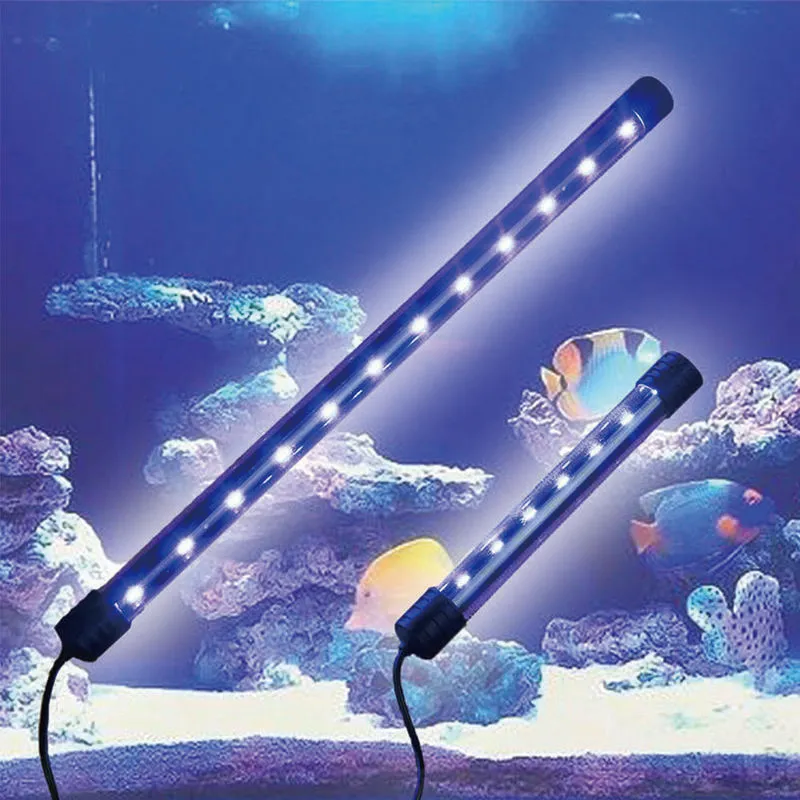 EU Plug rium Light Fish Tank Waterproof LED Bar tic Lamp Submersible 17cm Fluorescent Diving s Blue and White Y200917