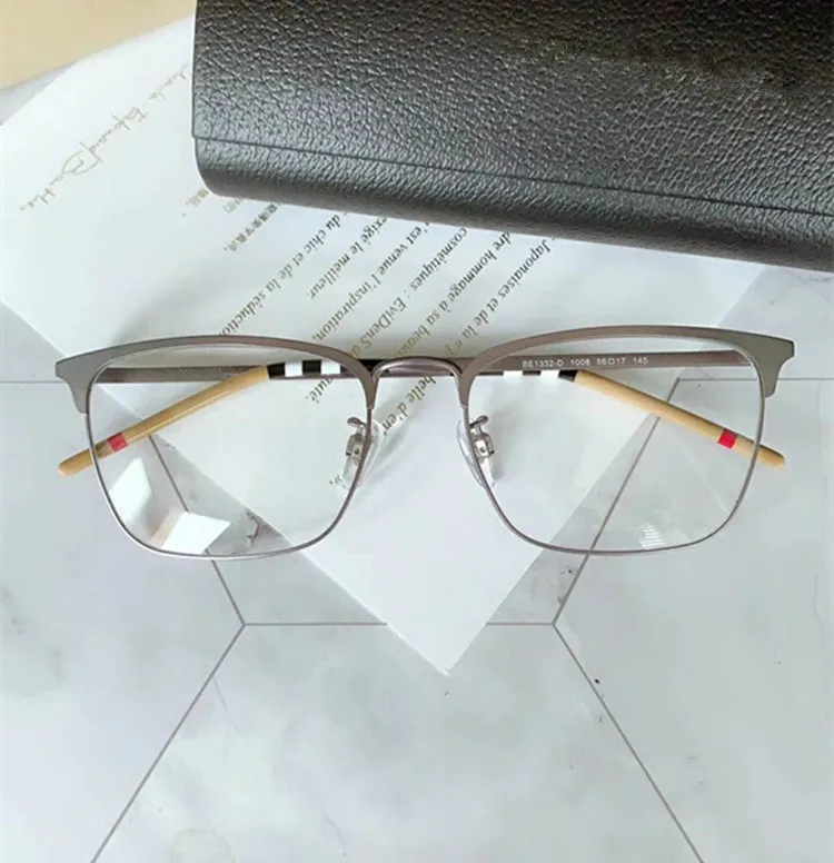 Star de haute qualité BE1332-D Designer Eeybrow Big-Rim Men Glasse 56-17-145 Plaid contrasté Semi-rim pour lunettes de prescription Fulls2231