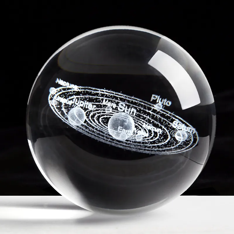 ソーラーシステムのミニチュア図3D惑星モデル球体風水クリスタルボールデスクデコレーションホリデーY200106の家の装飾ギフト