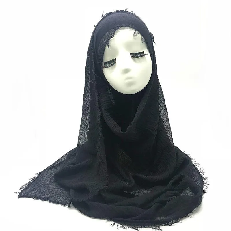 Мусульманский женский вьющийся платок, мягкий однотонный шерстяной хлопковый платок Баотоу, исламский женский платок, шаль, женский шарф1229K