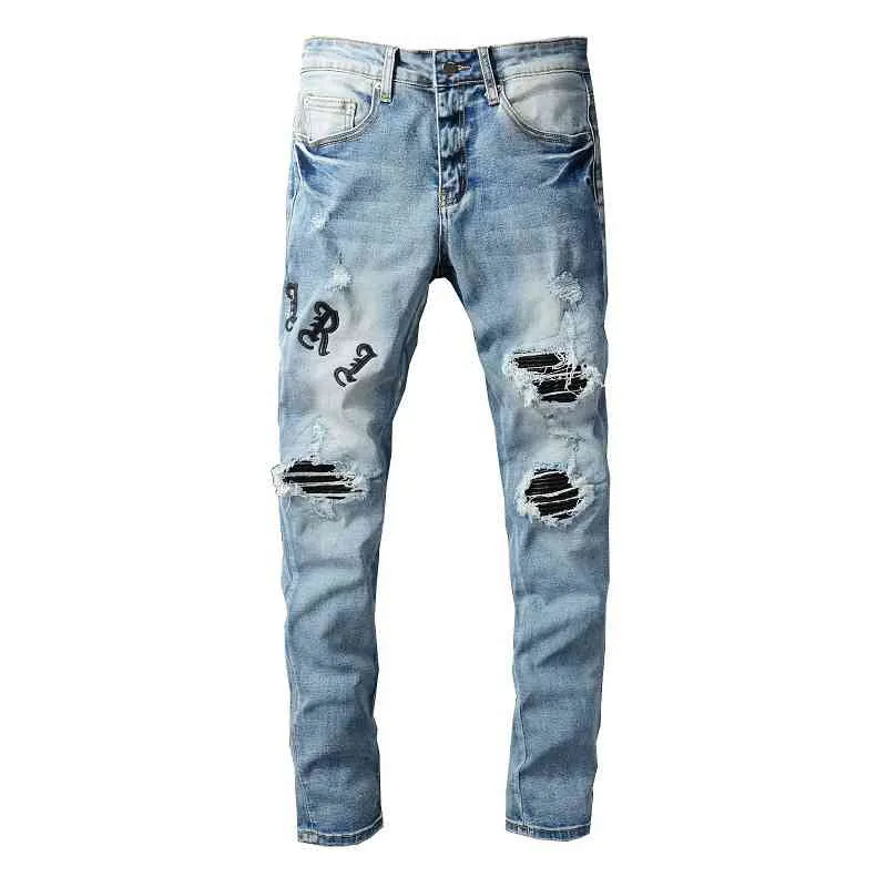 designers jeans amirrss mäns byxor nya oss casual hip hop high street sliten tvättstänk bläck färg målning smal passande jeans man #679 70sy