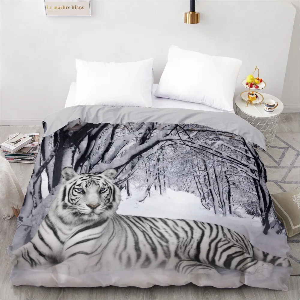 Conception personnalisée Couette Couette Couette Housse de couette Linge de lit Ensemble de literie Noir Animaux Tiger Home Textile LJ201015