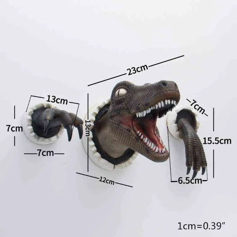 3D Dinosaur Simulation Ornements Velociraptor Set Résine Stickers Muraux Atmosphère Décoration Props Convient pour Les Meubles De Fête 220115