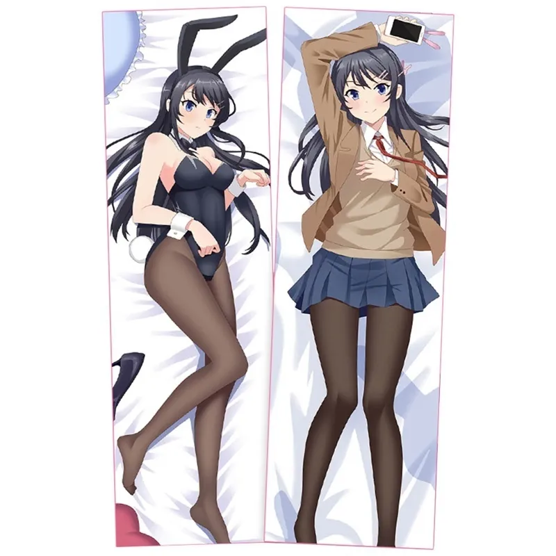 Rascal, tavşan kızı senpai seishun buta yaro sakurajima mai'yi kucaklıyor vücut yastık kılıfı dakimakura yastık kılıfı kapak 2220p