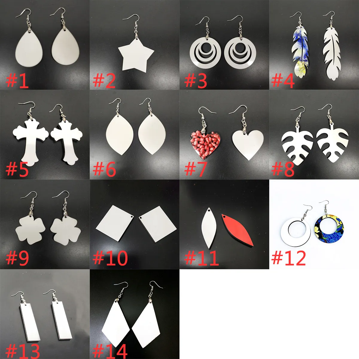 Sublimation Earrings Blank White Pendants Drop DIY Dangler Leaf Manual Handwork For Valentines Day Gifts w-00566