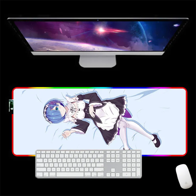 RGB 3D Sexy Girl Mat Mat Rest Mysz Pad Otaku Birthday Gaming Gaming Gaming REM RE ZERO LJ201031337P