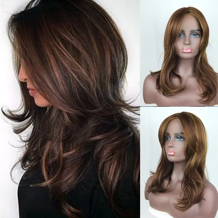 45 cm encaracolado ondulado wig simulação de cabelo humano perucas Hairpieces para mulheres preto e branco Perruques K18