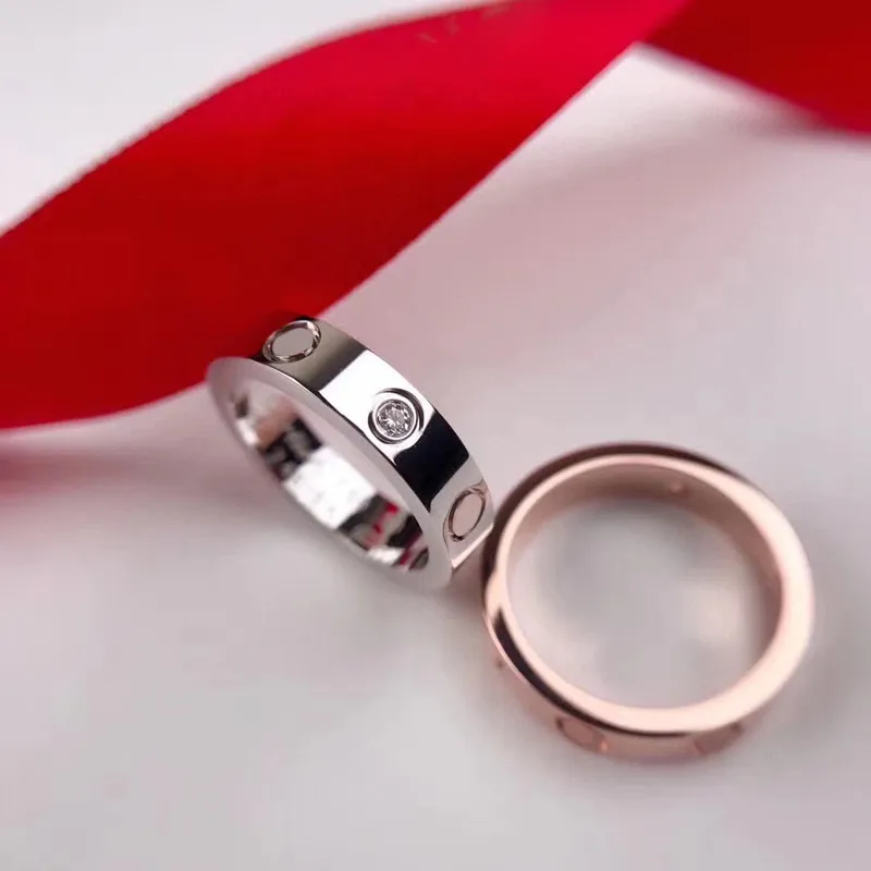 Zespół miłosny Pierścień Tytanium Srebrna Różowe Złotą Luksusową biżuterię dla miłośników Pierścień