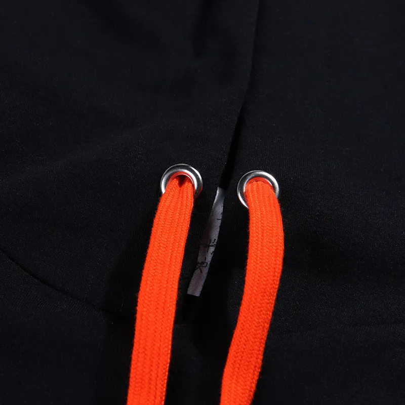 OMSJ Zweiteiliges Set Crop Top mit Kapuze und Hose Sweatsuits für Frauen Schwarz Orange Cool Herbst Trainingsanzug Femme Urlaub Outfits T200630