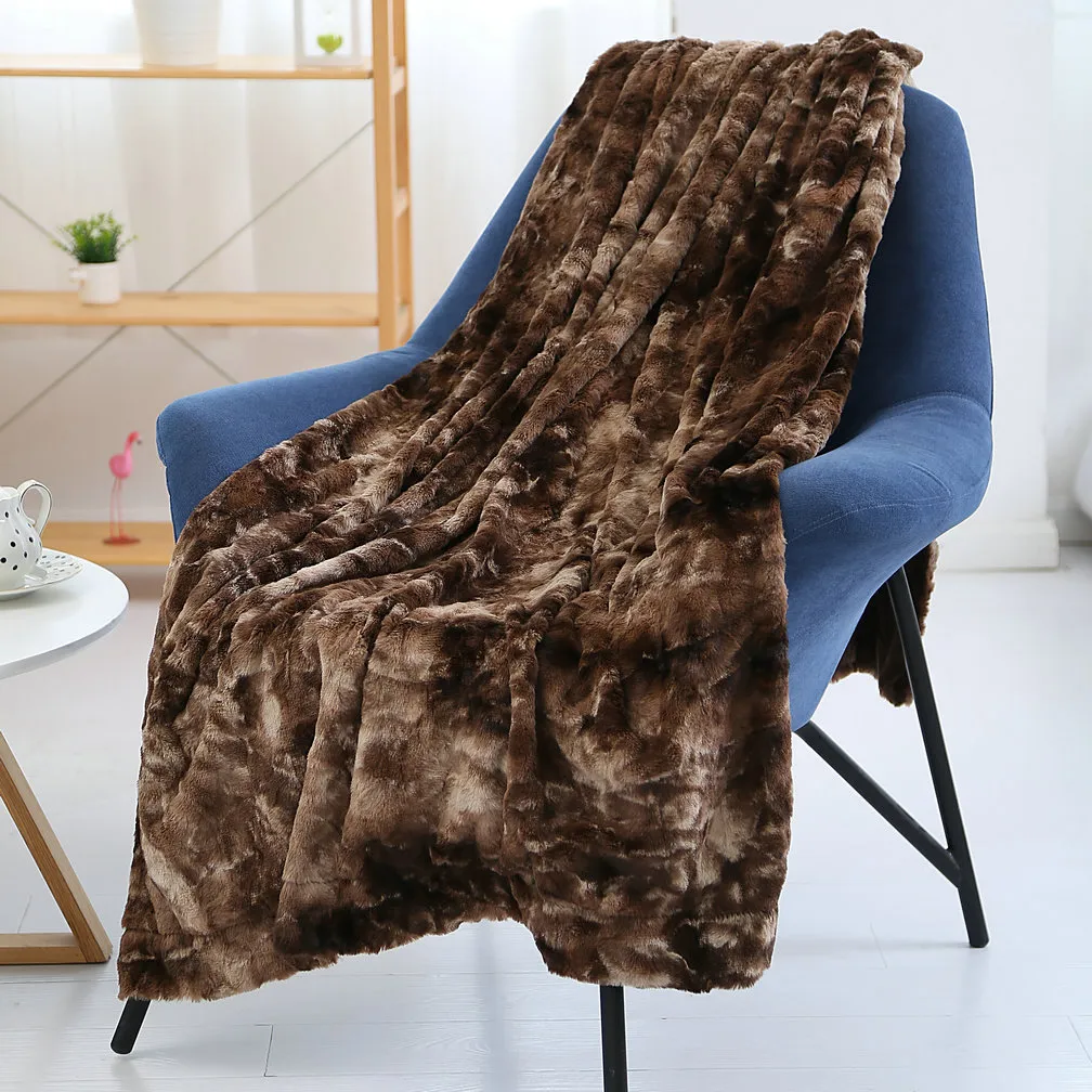 Faux Fur Throw Blanket Hypoallergenic Blanket for Bed Couch Super Soft Light Weight Luxurious Cozy Warm Fluffy Plush Blanket299J