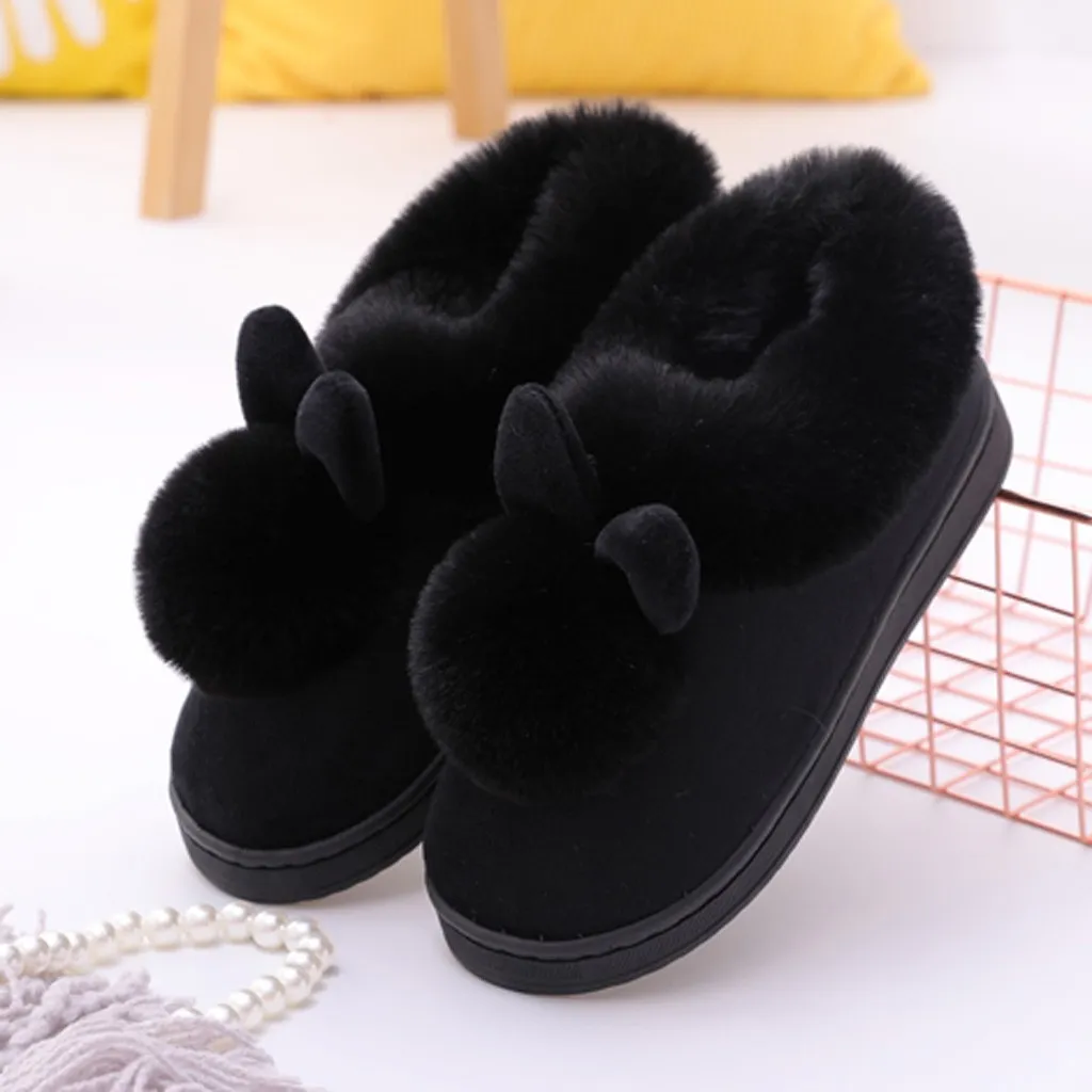 Women slippers Winter Home Furry Rabbit Ears Indoor Slippers Soft Comfort Footwear Shoe zapatos de mujer #A20 X1020