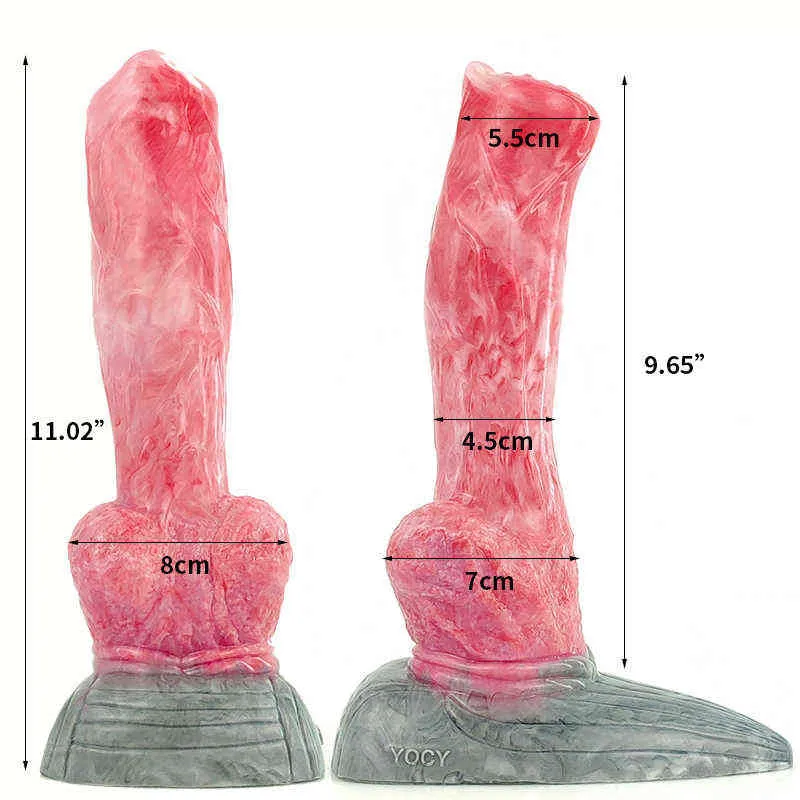 NXY Dildos Dongs YoCy Consolador Forma de perro Gigante Para Hombres Copa Succión Fantasía Juguete Secretki Carne Crudo Tapón Anal 0108