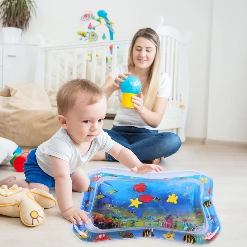 Baby vattenmatta spädbarn mage tid playmat rolig aktivitet för sensorisk stimulering nödvändig baby uppblåsbar vatten lek matta LJ201113