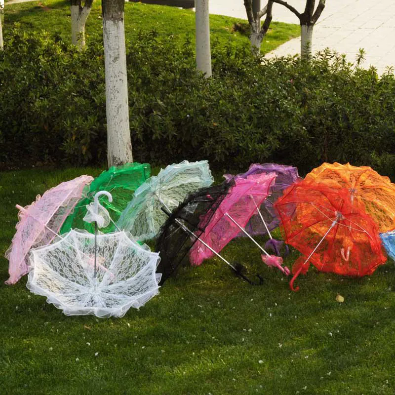 Lace Bridal Umbrella broderie Cotton Parasol Mariage Décoration Y200324