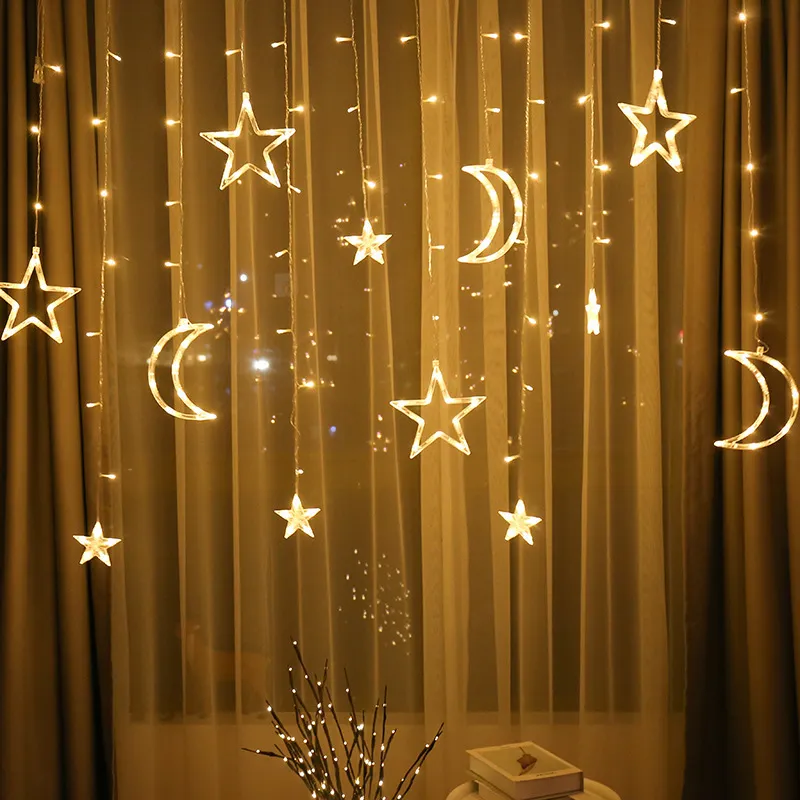 Moon Star LED Guirlande Lumineuse EID Islamique Musulman Fête D'anniversaire Décor Eid Al Adha Eid Ramadan Décoration Pâques Mariage Décor 210408