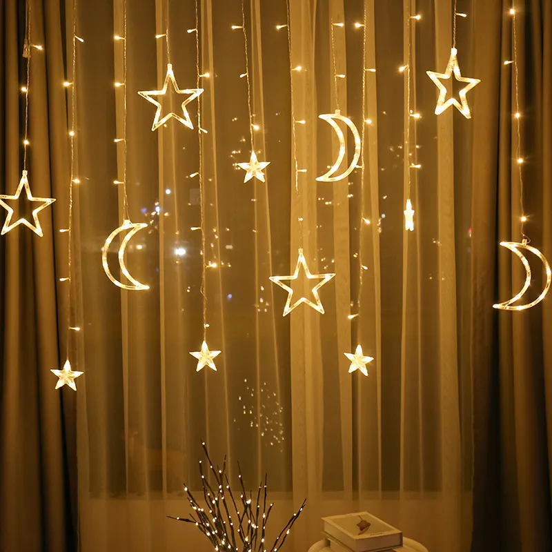 Moon Star LED Light String EID Decor feste di compleanno musulmane islamiche Eid Al Adha Eid Ramadan Decorazione Decorazioni matrimoni pasquali 210408