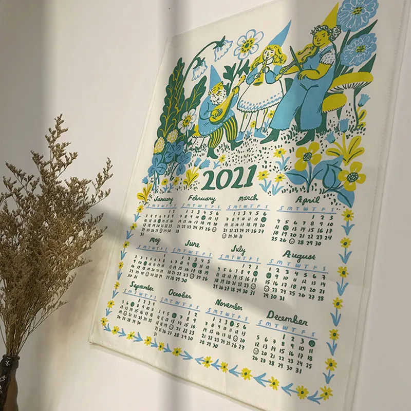 Cutelife Nordic Kalendarz Kalendarz Tabłka Macrame Sypialnia Cute Art Wall Dorm Salon Home Decoration 220301
