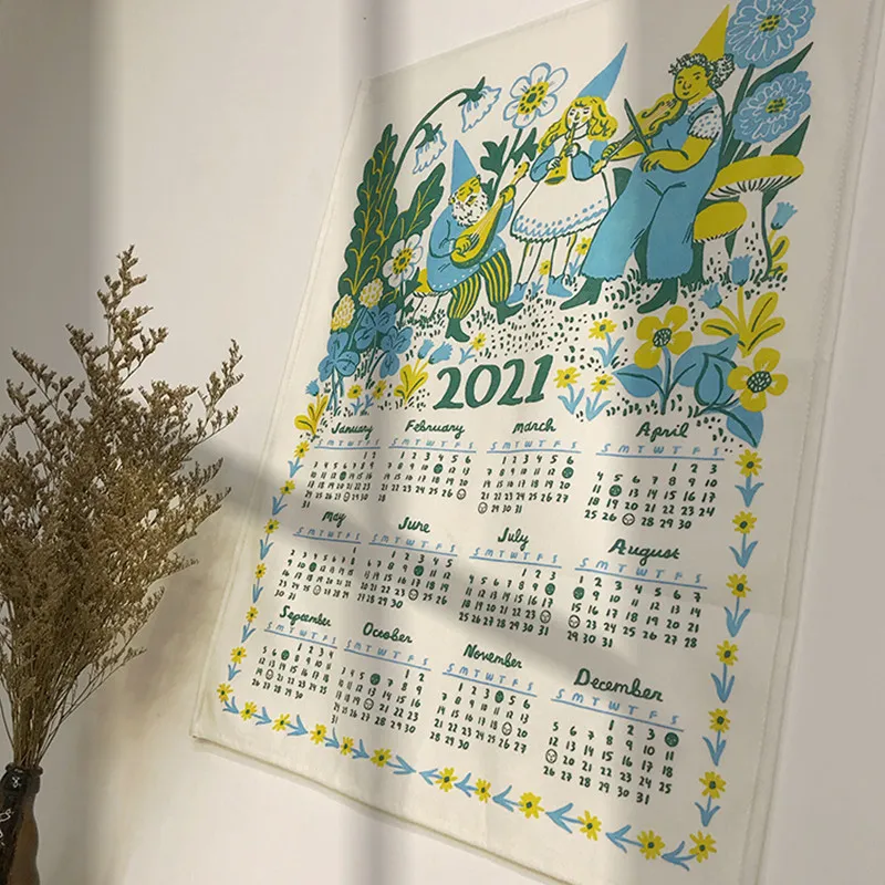 Cutelife – tapisserie en tissu avec calendrier nordique, en macramé, pour chambre à coucher, art mural mignon, dortoir, salon, décoration de la maison, 220301