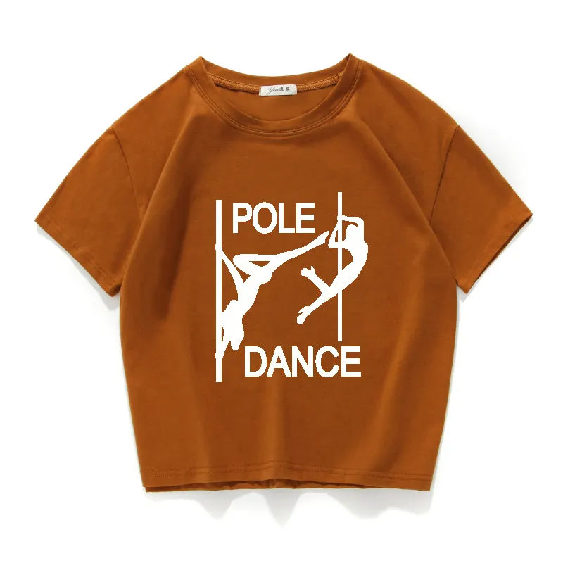 Pole Dance Graficzny Funny Casual Kobiety Crop 100% Bawełna Krótki T Shirt Kobiety Camisetas Verano Mujer Ubrania Harajuku 220304