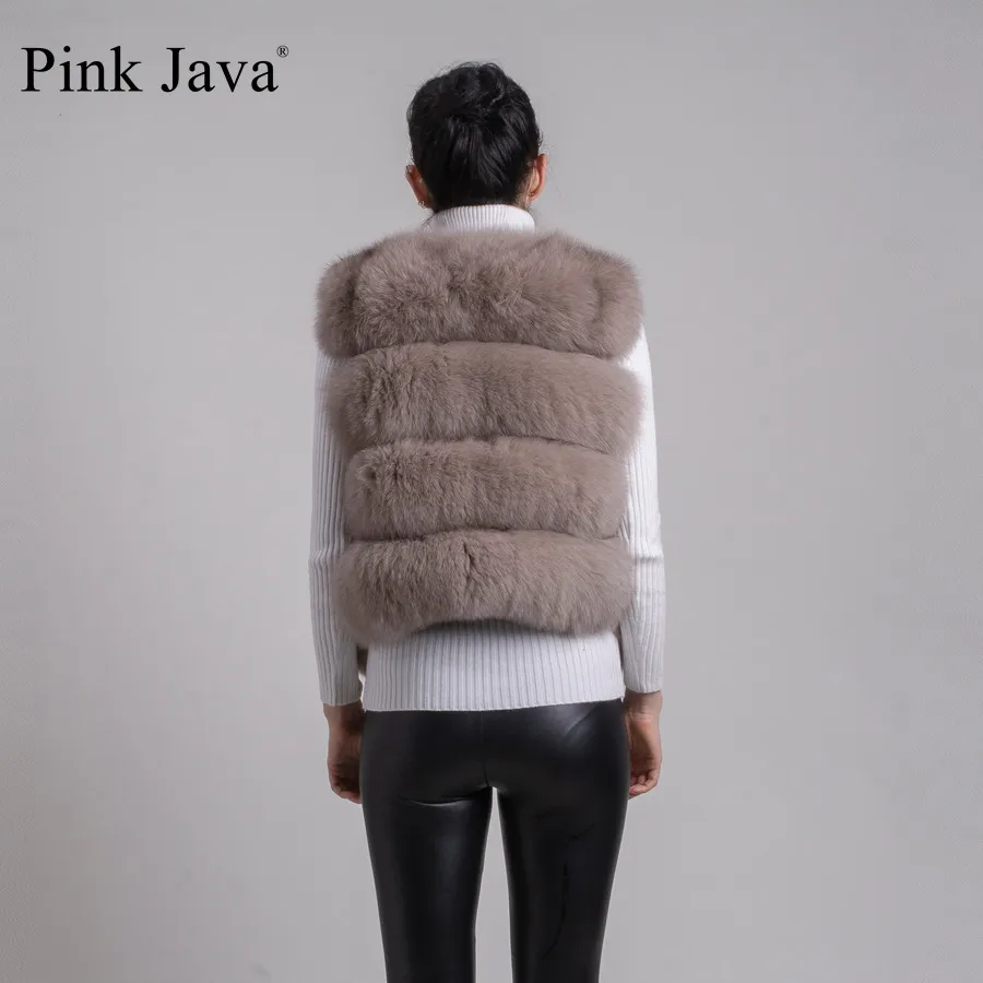 핑크 Java QC8005 새로운 도착 핫 세일 자연 여우 모피 조끼 Gilet 여성용 여자 겨울 모피 코트 무료 배송 201212