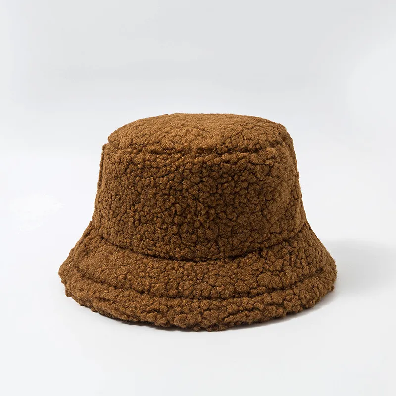 hot Winter Women's Warm Bucket Hat All-match Lamb Wool Blank Fisherman Hat Plush Basin Hat JXW715