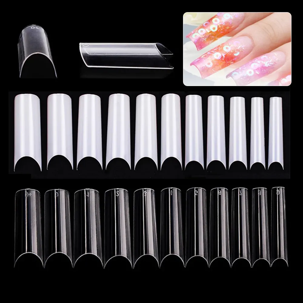 BAG Extralong False Nail Tips C Curved Full Cover Fake Nail Tips Clear Nature Acrylic Nails Diy Salon Manicure Supply4314511