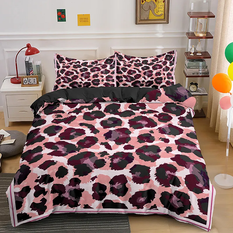 Set biancheria da letto con stampa leopardata Copripiumino bambini Copripiumino trapunta adulti con federa 220222