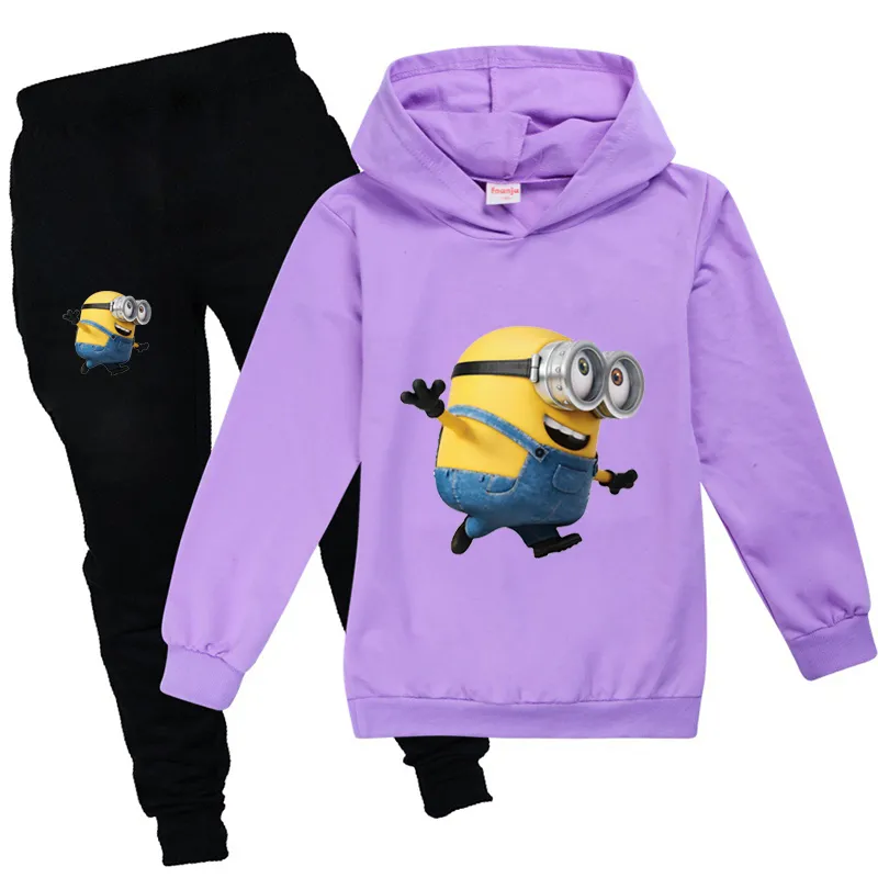 Fall Winter Halloween Outfits for Girls Minions Kawaii Children Clothing Set Cotton Christmas Thanksgiving Boys Clothes 2010318325981