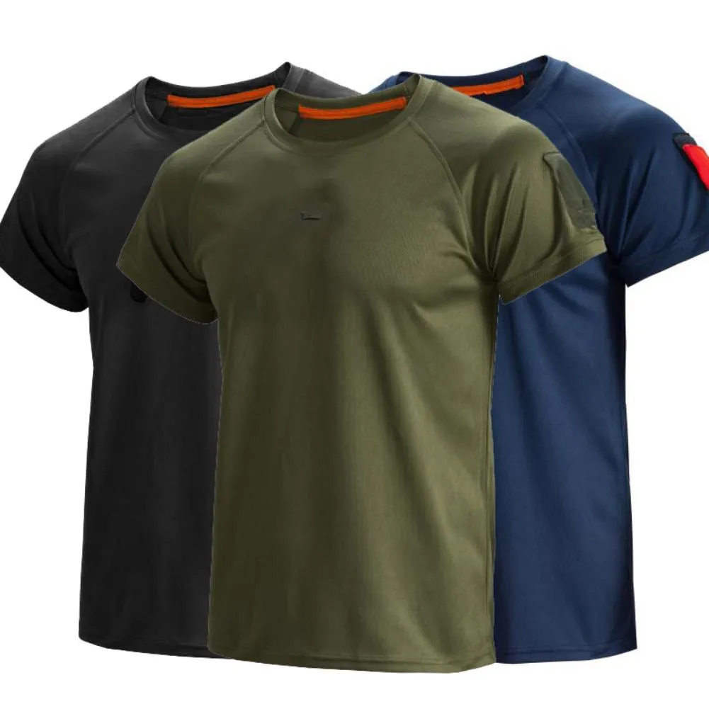 Maglietta tattica traspirante da uomo Maglietta militare in poliestere ad asciugatura rapida Maglietta militare resistente all'usura T-shirt da soldato traspirante