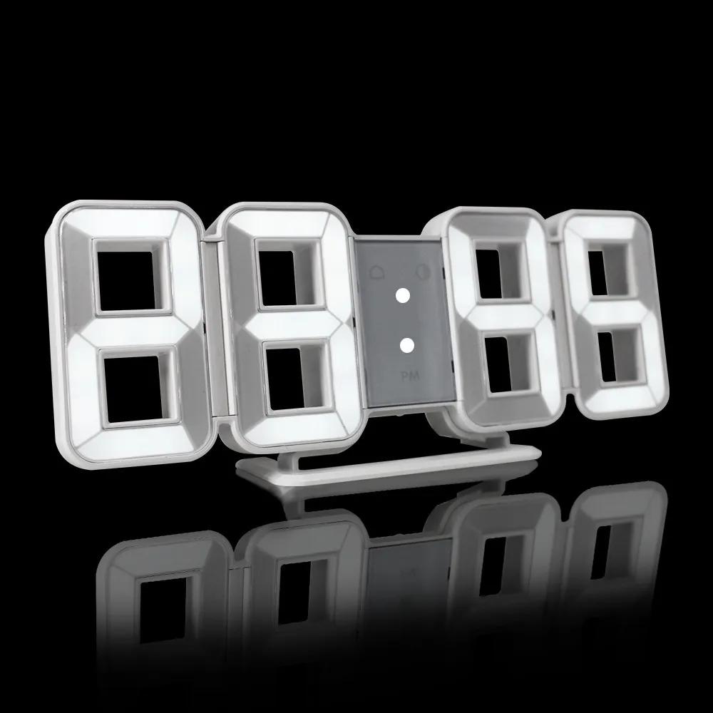 Wall Hanging 3D Digital Clock Home Decoration Office Table Desk LED Alarm Watch USB Charge Electronic s Y200109