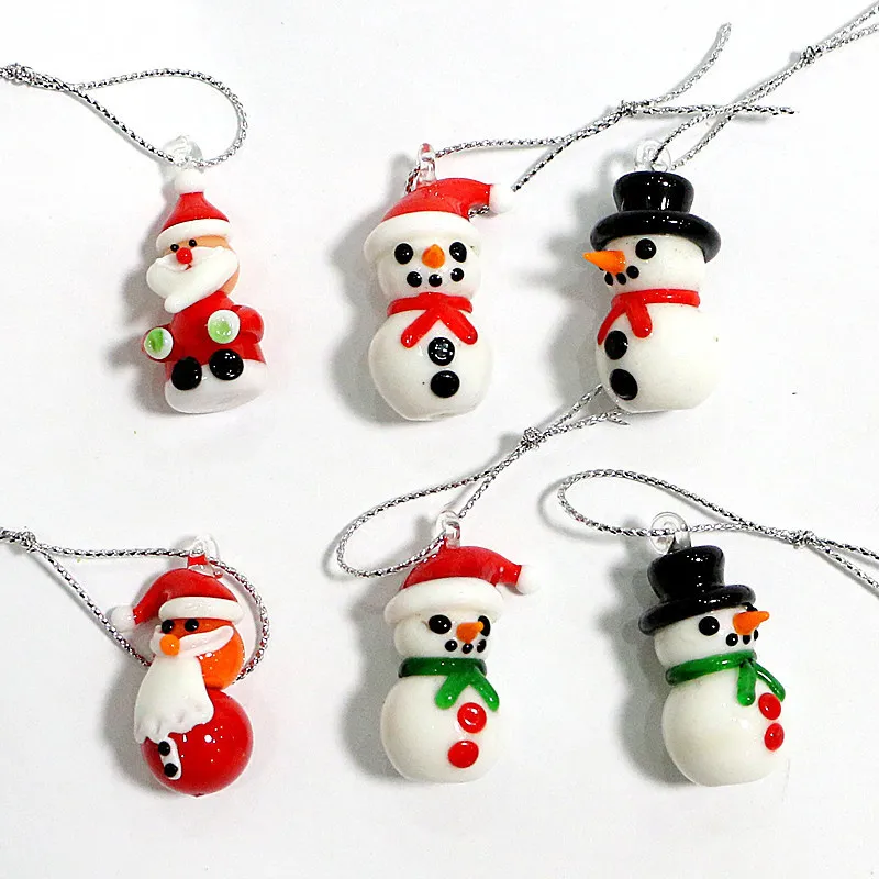 Mini Handgemaakte Glazen Kerstboom Kunst Beeldjes Ornamenten Kleurrijke Hoogwaardige Leuke Hanger Xmas Opknoping Decor Charm Accessoires 2206T