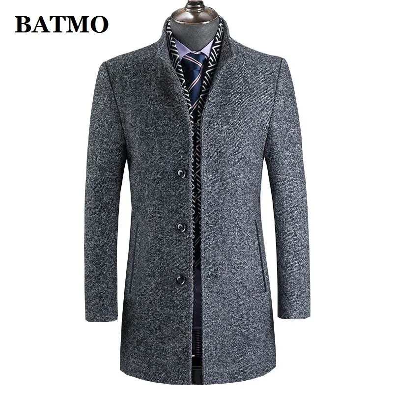 Batmo Aankomst Winterwol Dikke Trench Coat Menmen's Gray Casual Wol 60% Jackets828 201127