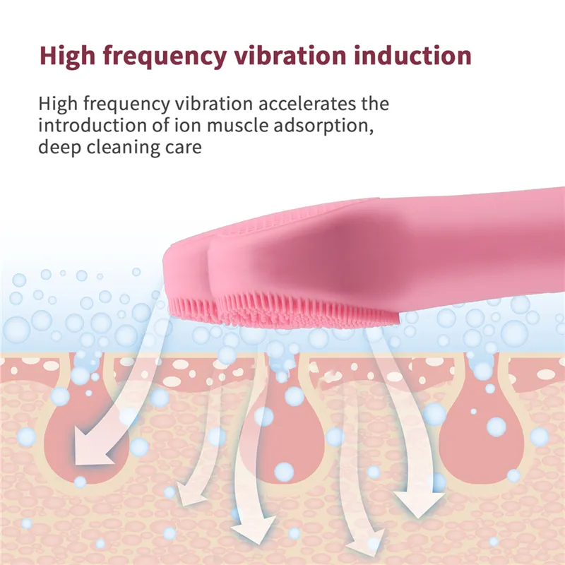 Spazzola elettrica il viso Lavaggio sonico Macchina la pulizia della pelle Pulitore profondo in silicone Dispositivi la pulizia del viso alimentati Strumento la cura della pelle