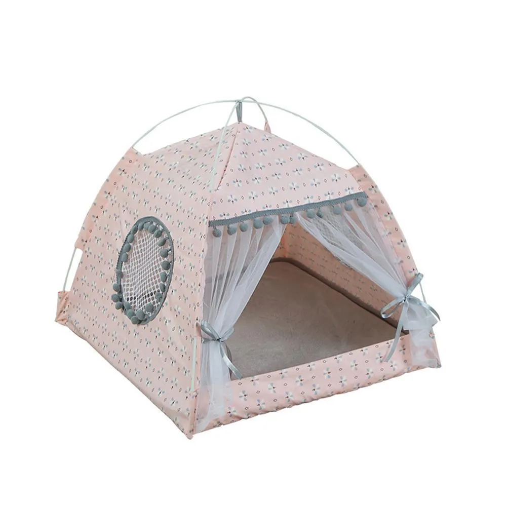 Pet Cat Tent House House Kennel Toile universelle douce et respirante Tentes d'intérieur Lit amovible Lavable Nid pour petits chats de chien Y200330
