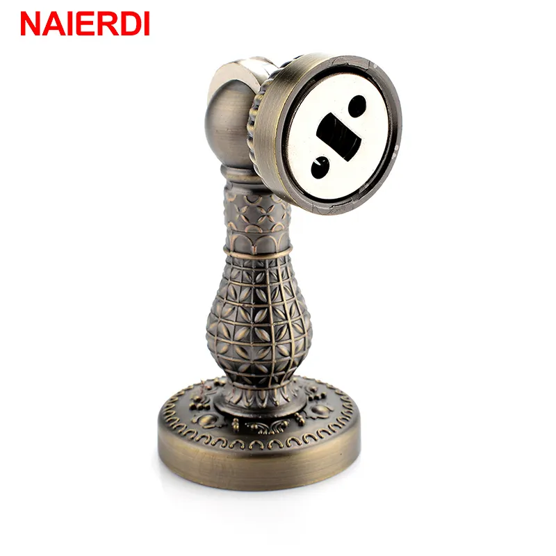 Naierdi Bronze Retro Design Zink Eloy Magnetic Door Stop Stopper Holder Catch Floor Montering med skruvar för familjens hem etc. 20101288W