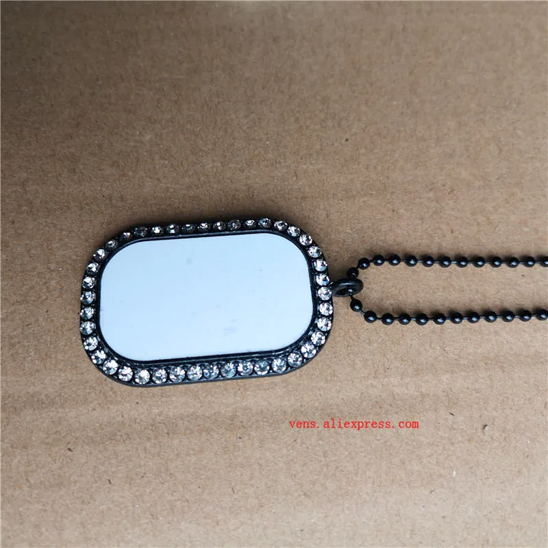 sublimation blank Rounded rectangle necklaces pendants with drill necklace pendant tranfer printing consumable Q1113250z