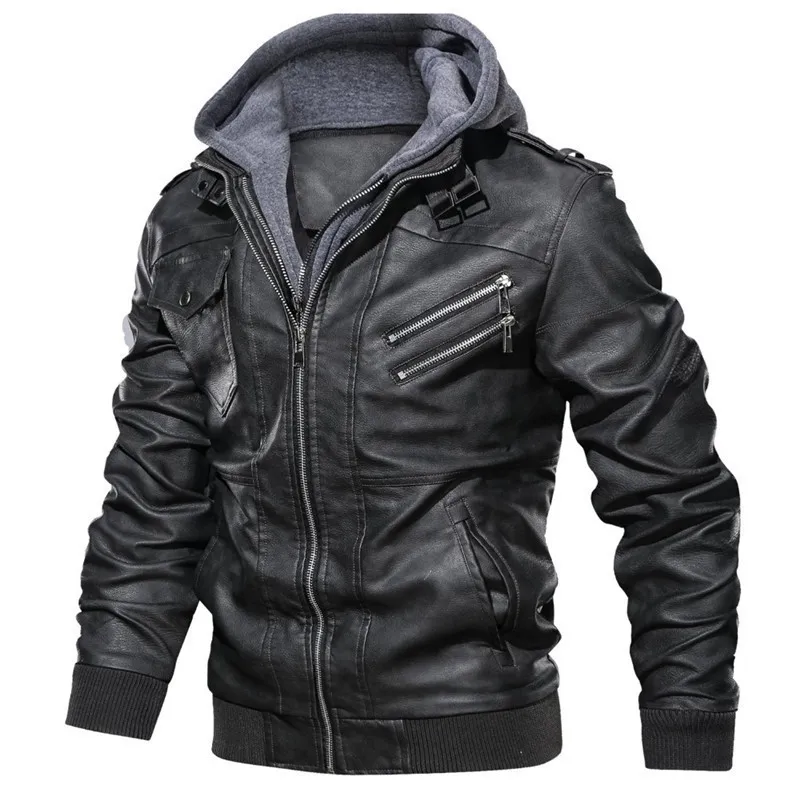 Marca Chaifenko Casaco de Winter Capuz Motocicleta Pu Jaqueta PU Casual Biker Faux Leather Jackets Men 201128