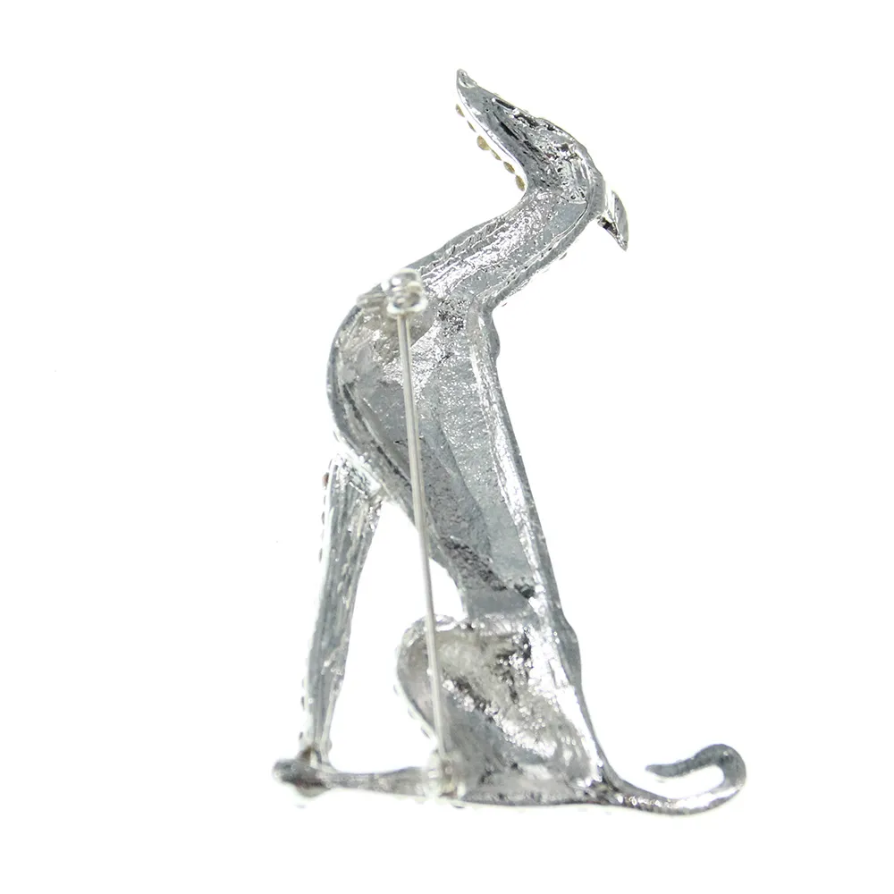 63 mm Greyhound Dog Brooch broche Clear Silver Tone Silver Tone noir et rouge Émail Brooches Animal Fashion Jewelry257K