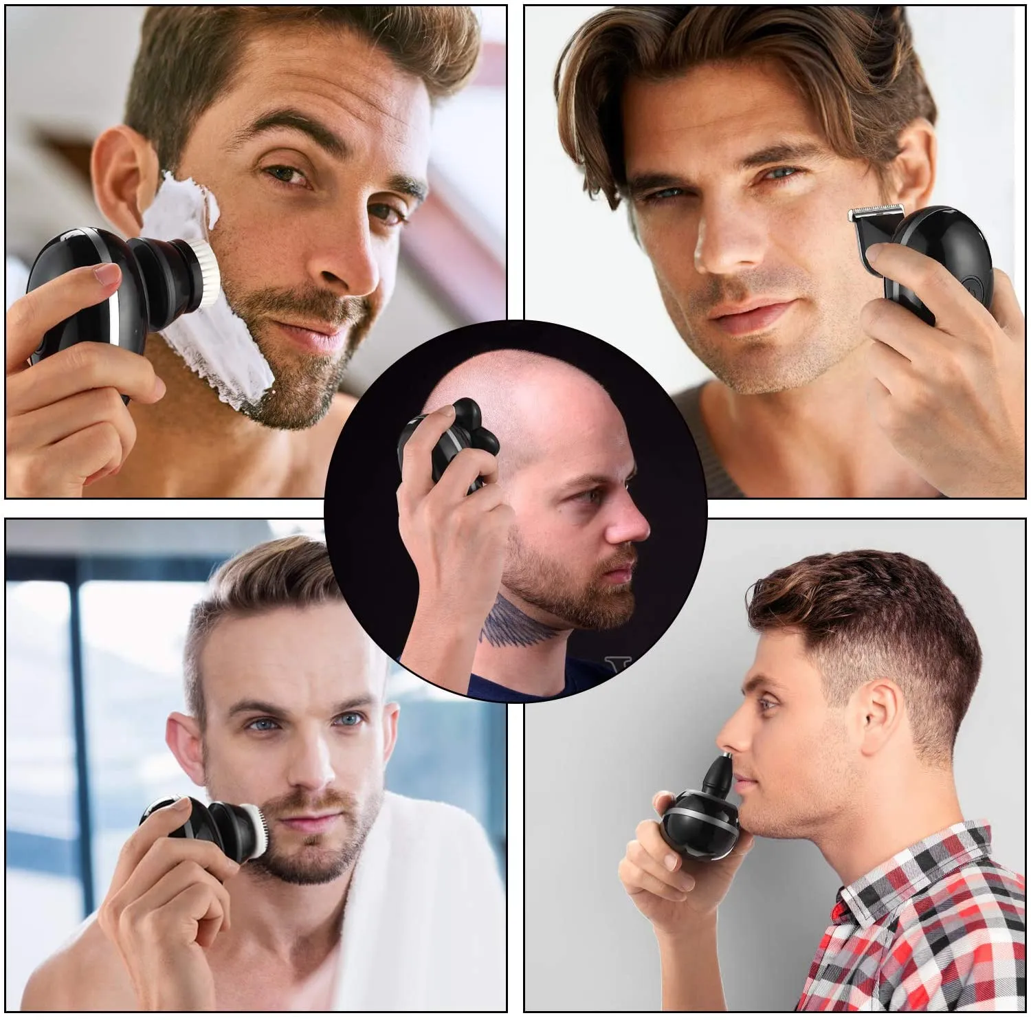 5 en 1 USB Rechargeable hommes lavable cinq têtes flottantes rasoirs tondeuse à cheveux nez oreille tondeuse à cheveux rasage barbe Machine