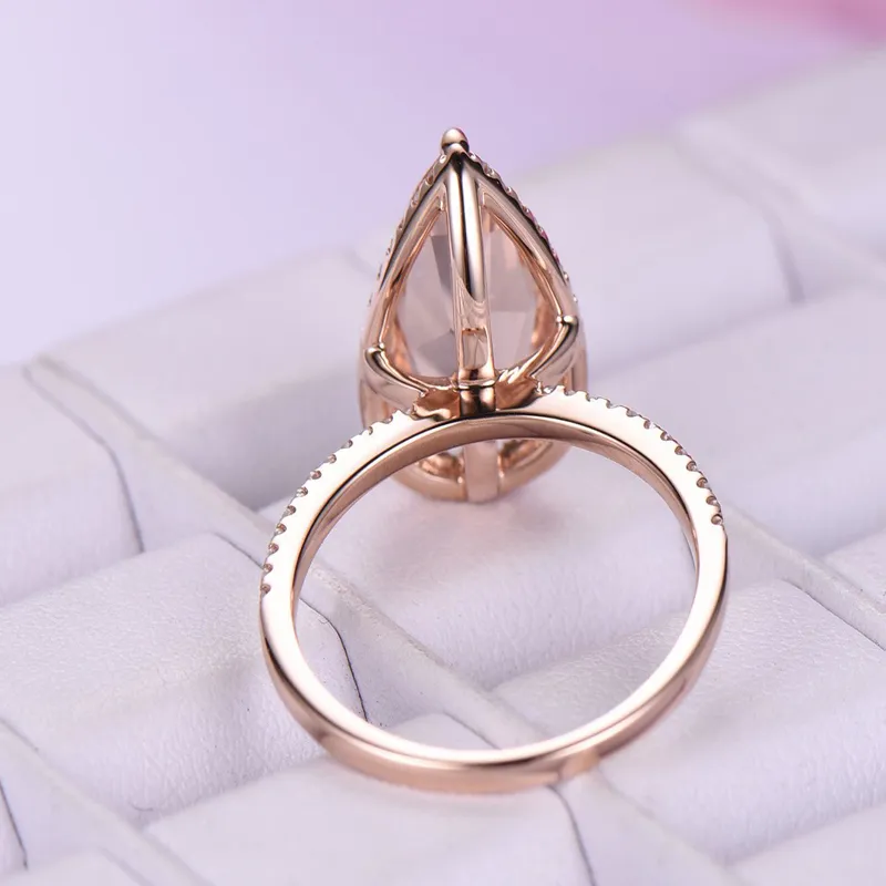 Boutique Neue Große Tropfen Edelsteine Frauen Ringe Hohe Kupfer Rose Gold Diamant Ringe Modeschmuck Whole230p