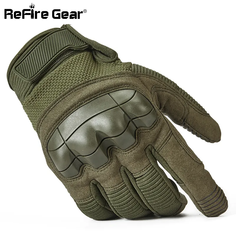 ReFire Gear Guanti tattici da combattimento dell'esercito Uomo Inverno Guanti da bicicletta Paintball con dito pieno Shell Proteggi nocche Guanti militari 20231F
